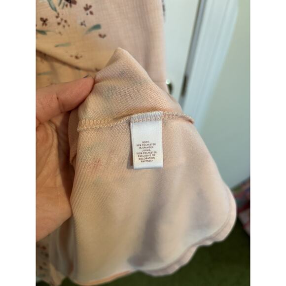 Floral Dress Ruching Tie Front Springtime V Neck Medium Coquette Romantic - Picture 4 of 6